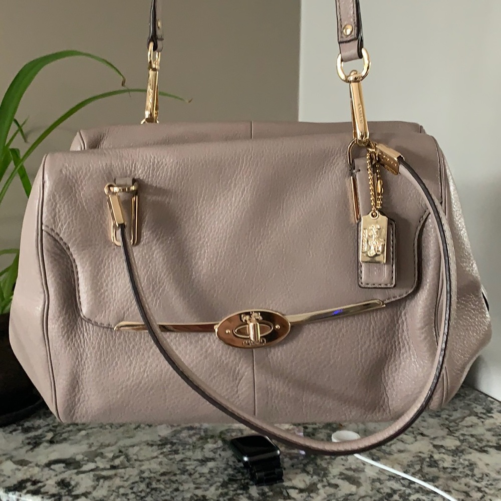 Coach Taupe Leather Satchel with Gold Hardware